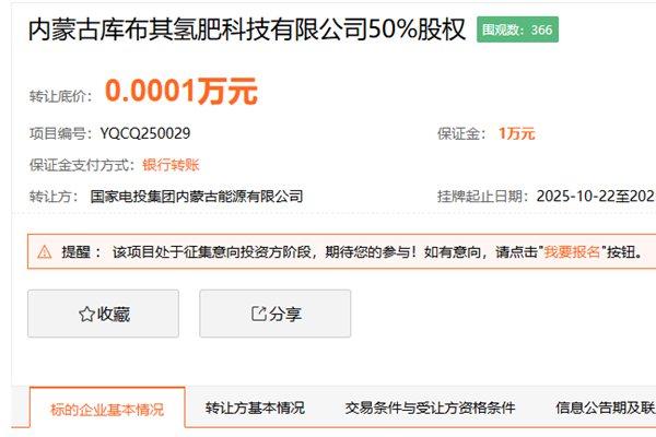 内蒙古库布其氢肥科技股权转让 首选方或脱离持股 - 良天资讯