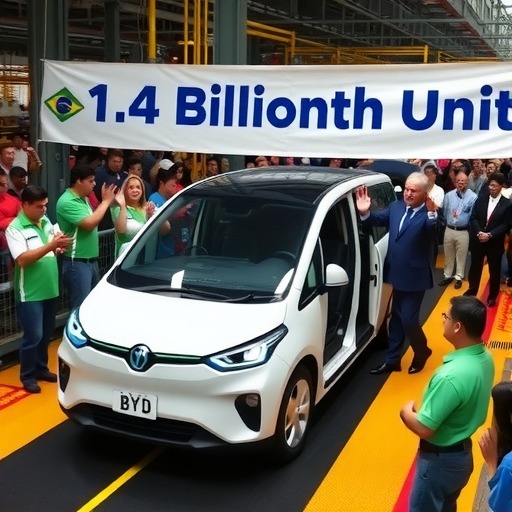 比亚迪第1400万辆新能源车在巴西工厂下